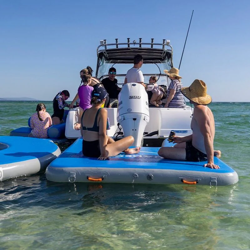 AquaDeck Inflatable U-Shaped Pontoon for Outboard Boats with Roller Bag & Pump - Image 3